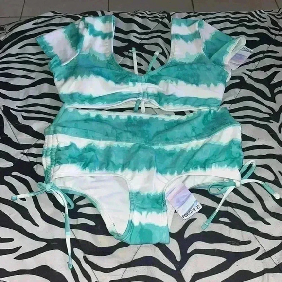 Teal/White Bathing Suit Set - Picture 1 of 5